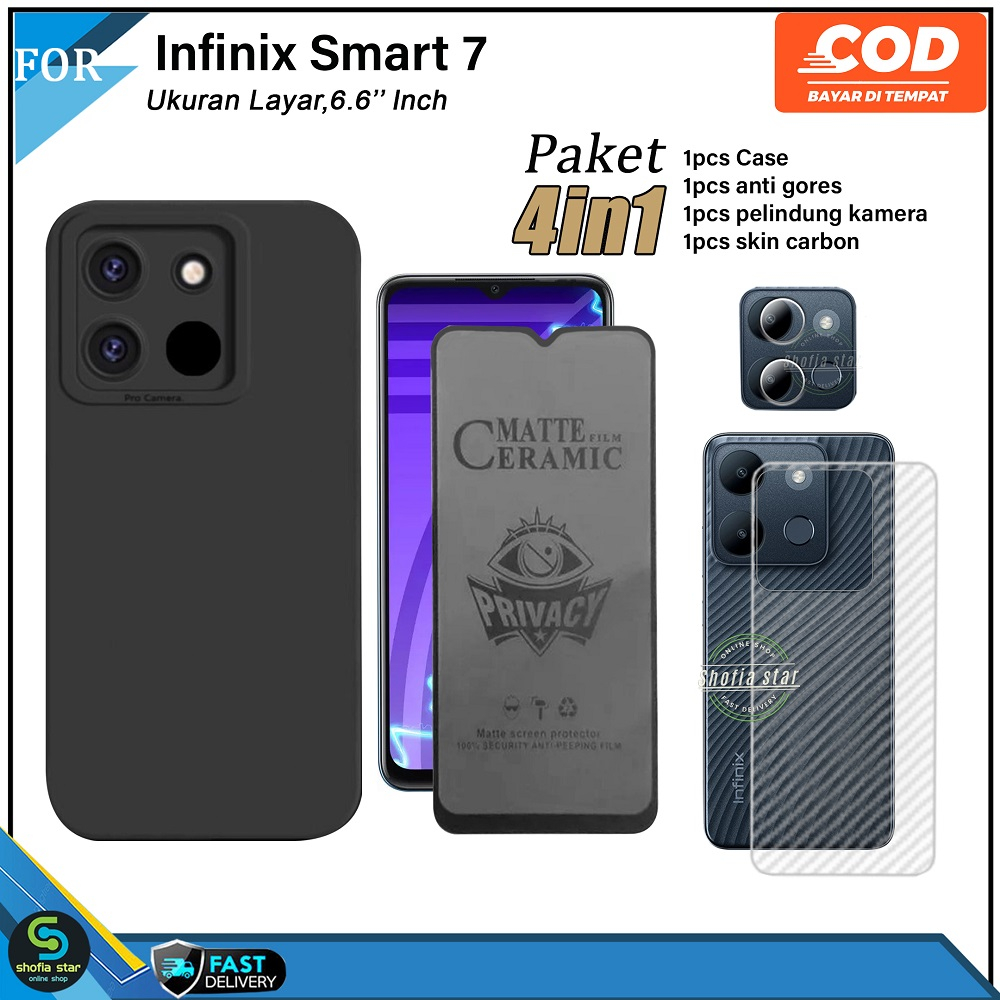 PAKET 4IN1 Case Infinix Infinix Smart 7 Smart 6 Plus Smart 6 nfc Softcase Protect Camera Casing