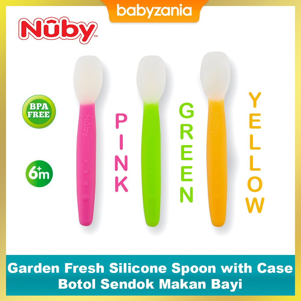Nuby Garden Fresh Silicone Spoon with Case 4m+ (Tersedia Pilihan Warna)