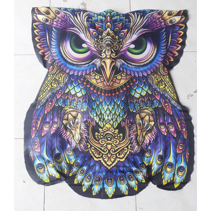 Layangan Burung celepuk printing Rainbow warna warni knock down Bali