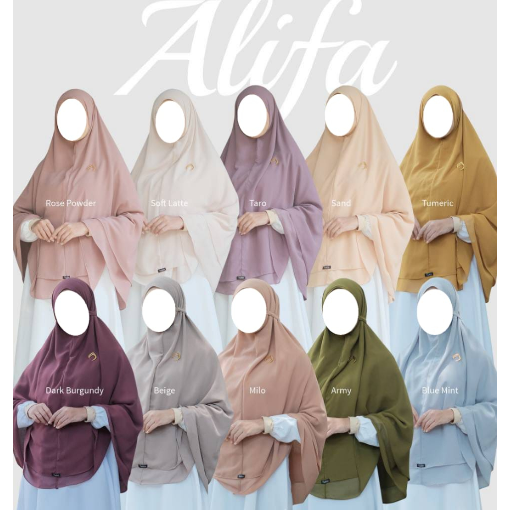Alifa Khimar by Audina / Khimar Tali Polos / Bergo Tali / Bergo Ceruty / Bergo 2 layer / Khimar Cant