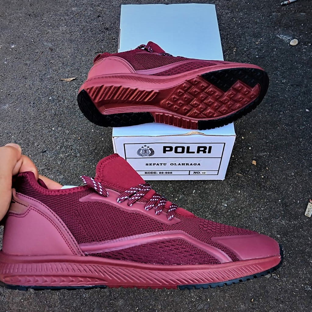 SEPATU RUNNING MERAH MAROON JATAH MABES POLRI