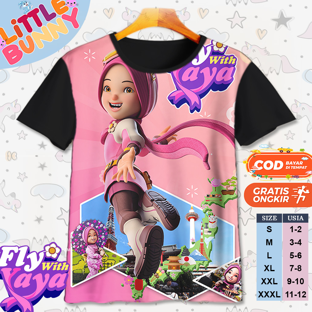 KAOS ATASAN ANAK LAKI LAKI PEREMPUAN YAYA BOBOIBOY FLY WITH YAYA BAJU KAOS ANAK BOBOIBOY