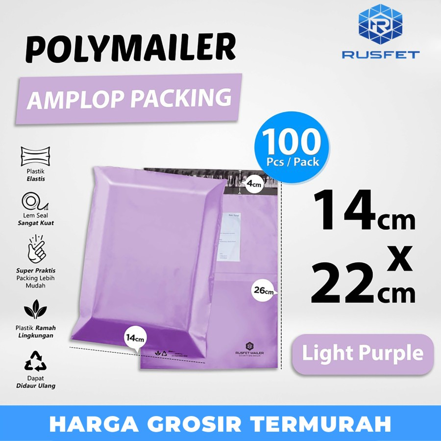 

Polymailer PURPLE 14x22cm Amplop Plastik Packing Olshop Premium isi100