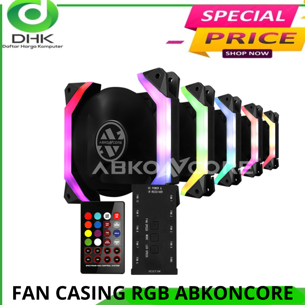 ABKONCORE SPIDER SPECTRUM RGB FAN 3 in 1 REMOTE + HUB + 3 FAN 12CM