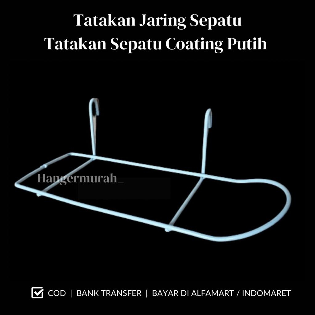 Tatakan Ram Sepatu Sandal Coating Putih | Kawat Cantolan Display Sepatu | Ram Display Sepatu