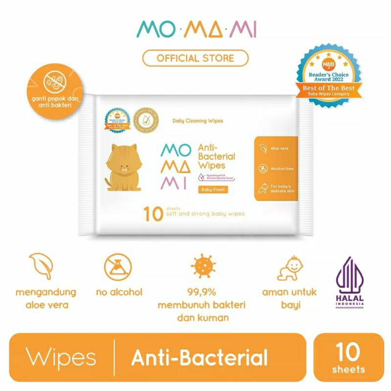 Momami Anti Bacterial Wipes Isi 10