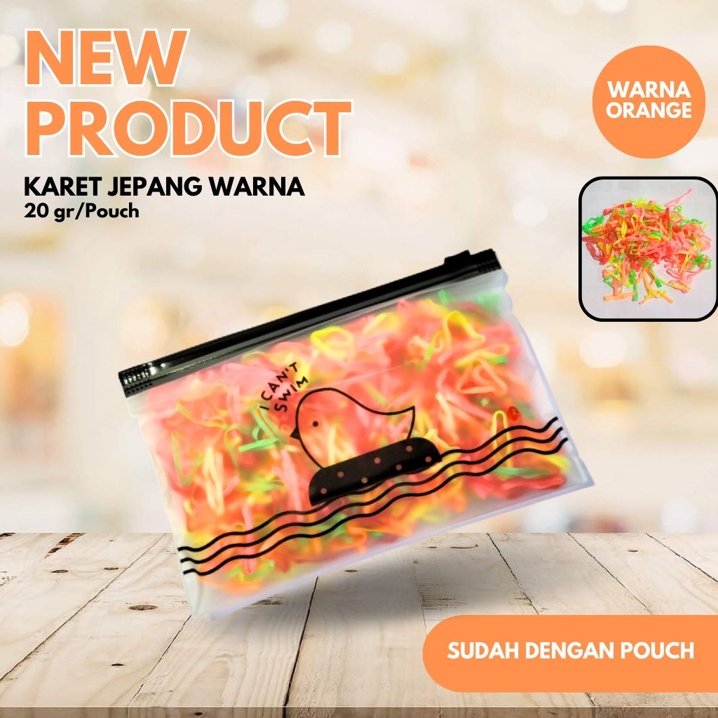 Ikat Rambut Karet Rainbow Karet Jepang free Pouch