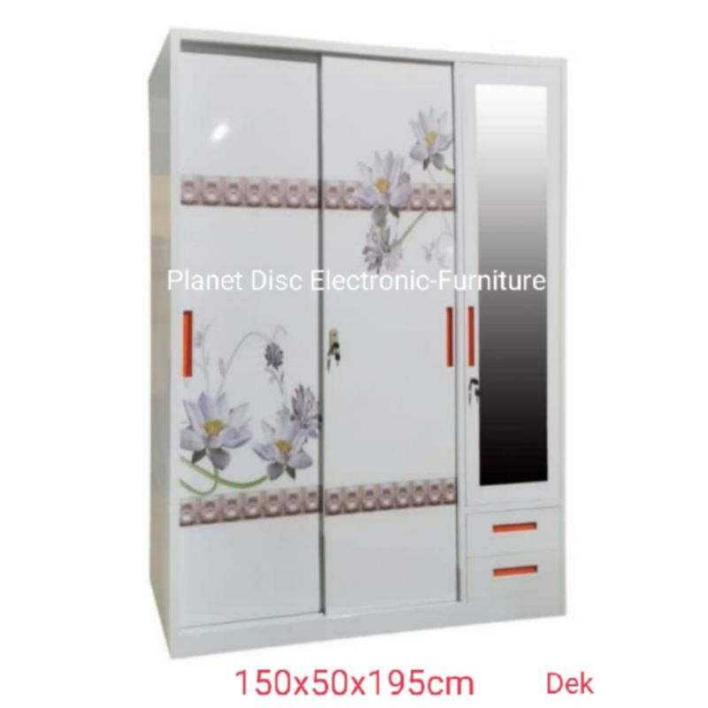 Lemari Pakaian Plat Besi 150cm lemari anti rayap lemari tahan banjir lemari besi lemari sliding lema