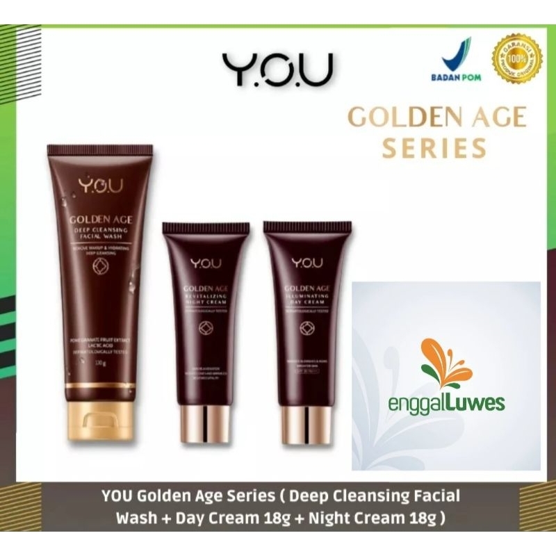 PAKET YOU GOLDEN AGE 3 ITEM/YOU FACIAL WASH GOLDEN AGE/DAY CREAM YOU GOLDEN AGE 18GR/NIGHT CREAM YOU