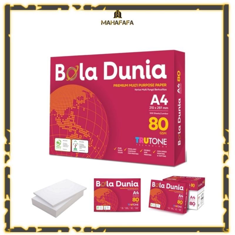 

Kertas A4 80 Gram Bola Dunia 1 Kg (250 Lembar)