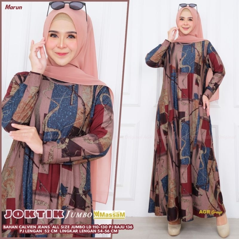 JOKTOK JUMBO MAXY HAWA DRESS GAMIS JUMBO CALVIN JEANS MELAR ADEM JATUH ALL SIZE L-XXXL BY AGR WSK