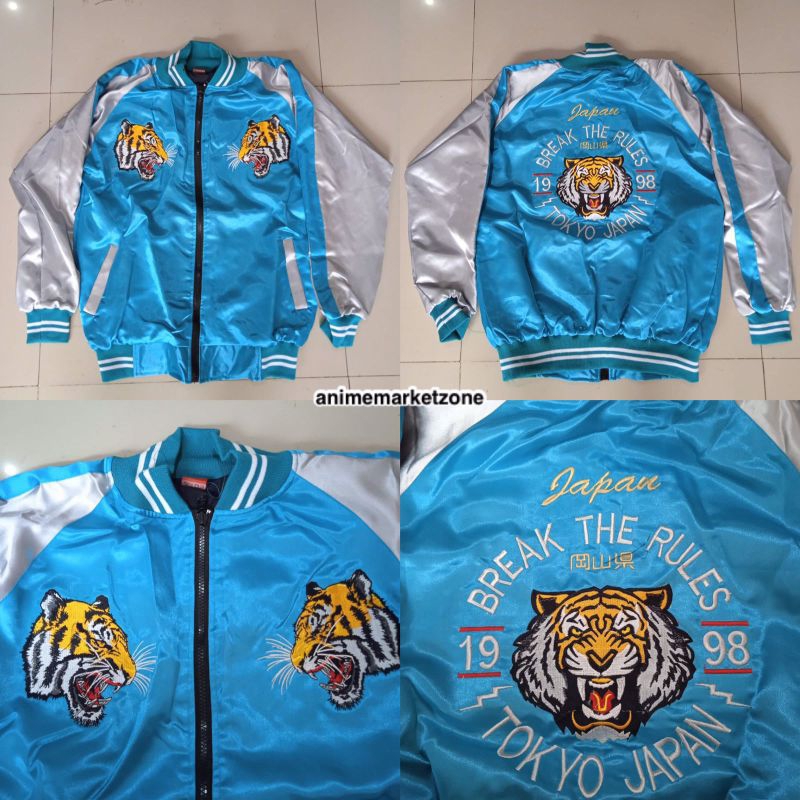 Jaket Sukajan Jepang Japan Tiger Blue Sweater Hoodie