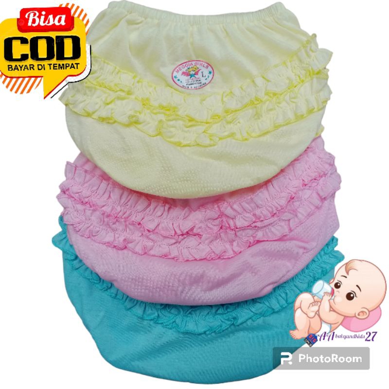 6PC MEGGIA GIRL Celana Bayi Perempuan Model Renda Ukuran All Size Usia 0-12Bulan SNI Murah Nyaman Berkualitas