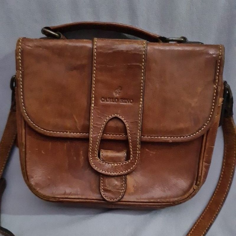 LEATHER BAG CARLO* AUTH