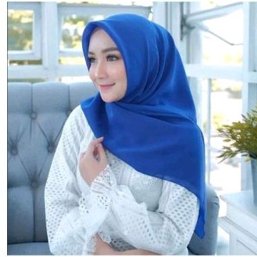 Jilbab Biru Elektrik TERMURAH Jilbab Biru BCA TERMURAH Krudung Biru BCA Hijab Bella Square Biru BCA/