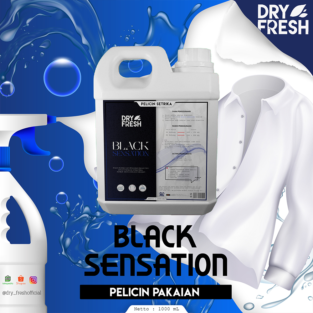 Pelicin setrika PREMIUM Pewangi setrika Laundry 1 Liter DRYFRESH BLACK SENSATION