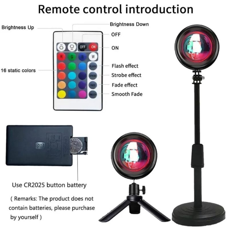 Lampu Sunset Proyektor LED RGB87 Remote Control 16 Warna Live Streaming