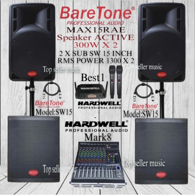 PROMO PAKET KOMPLIT SOUND OUTDOOR 2 SPEAKER AKTIF 15 INCH & 2 BUAH SUB ACTIVE BARETONE SW15