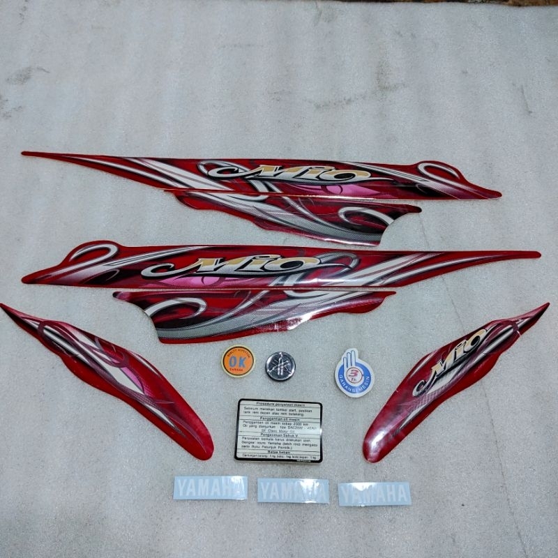 stiker stripping striping decal graphic Yamaha MIO smile merah 2010 2011 model ori Original