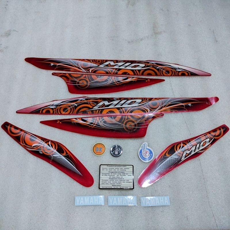 stiker stripping striping decal graphic Yamaha MIO smile merah 2011 2012 model ori Original