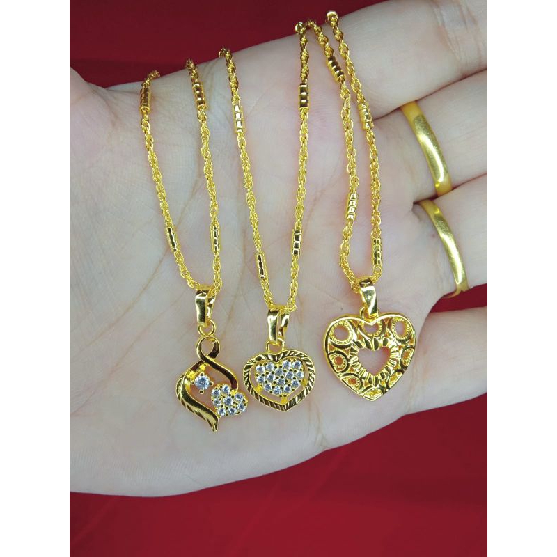 kalung pelintir variasi love 3 anak dan dewasa lapis emas 24k