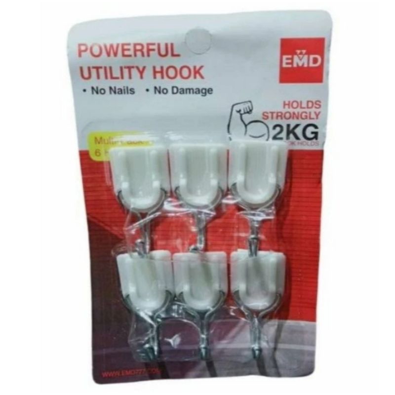 Gantungan Hook MINI isi 6 pcs / Gantungan  Serbaguna / Gantungan Ringan