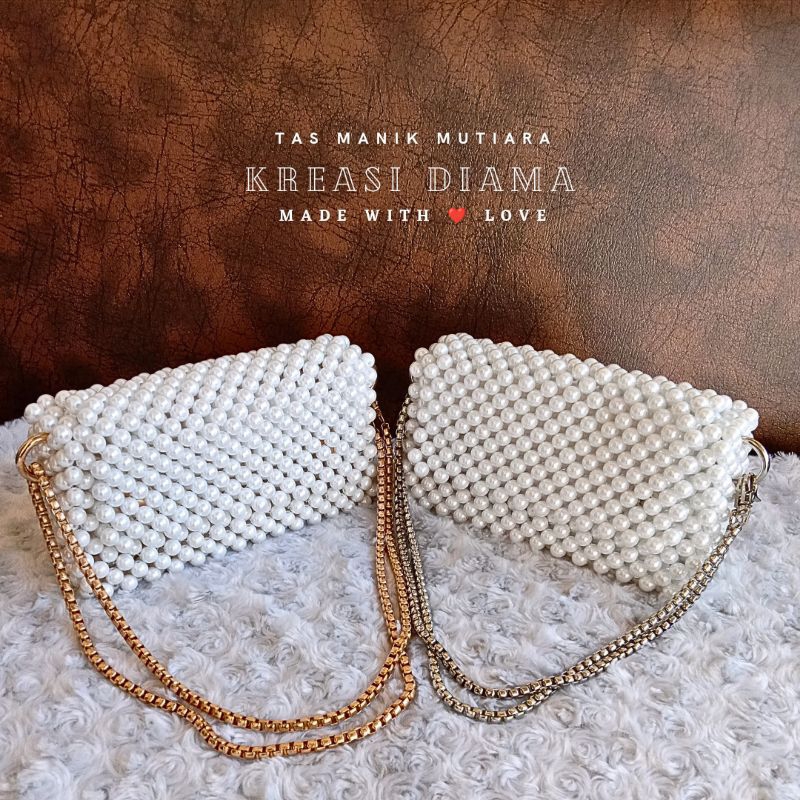 Tas cewek mutiara manik manik selempang jinjing fashion kondangan