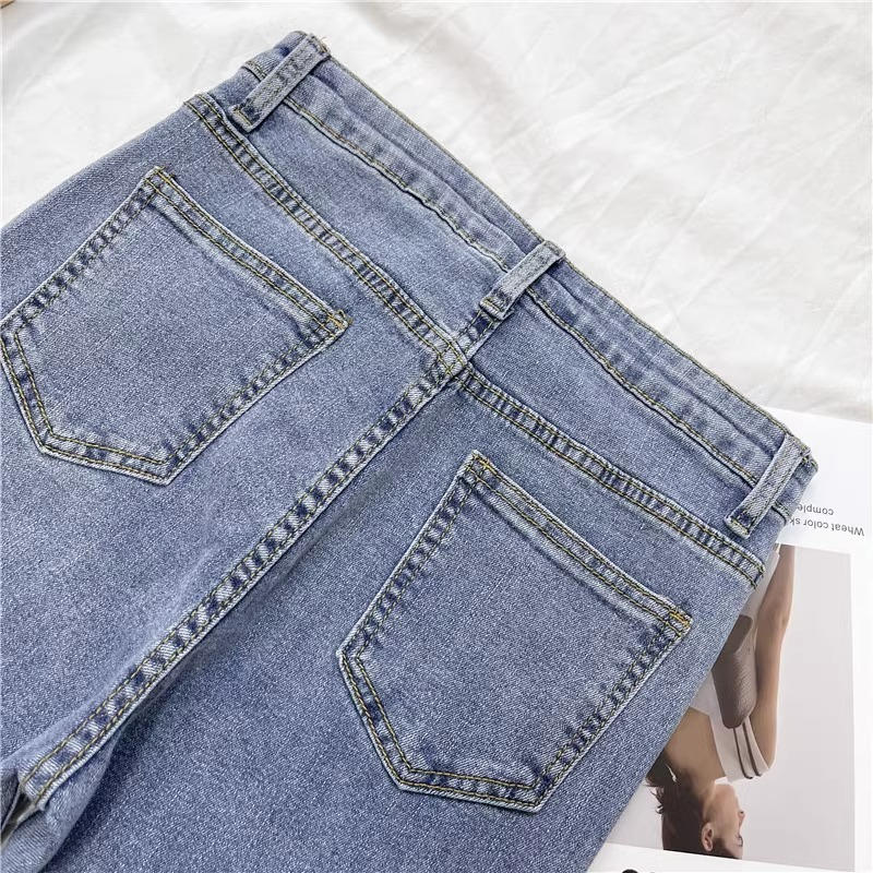 Korea Cutbray Jeans Terbaru / Highwaist Ada Melar Skinny Celana Jeans Wanita