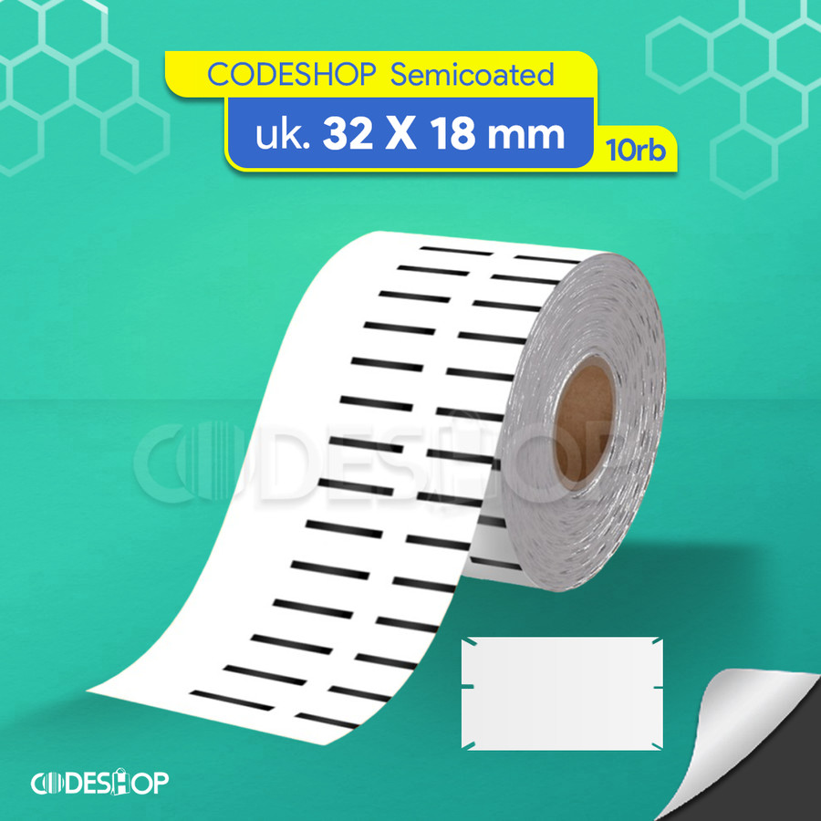 

Label Semicoated 32x18 mm 3 Line Potong Printer Barcode Argox Postek Zenpert