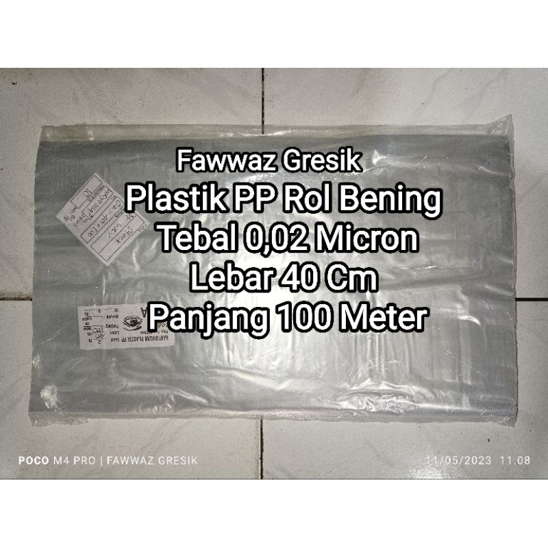 Plastik PP Bening Roll Lebar 40 cm Tebal 0,02 Panjang 100 Meter Asli Packing Laundry Karpet