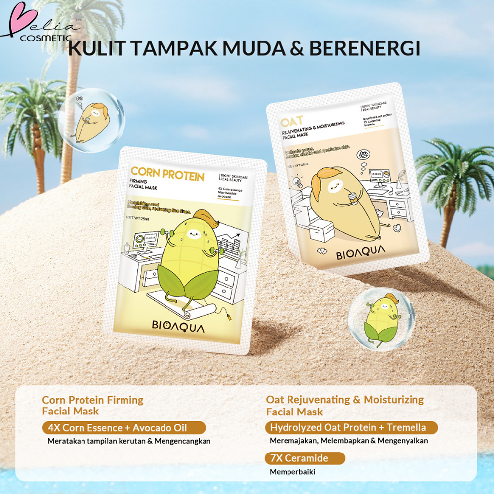 ❤ BELIA ❤ BIOAQUA Grain Ranger Sheet Mask | Cereal Sheet Mask Series | Face Mask 25ml Masker Wajah Glowing Rice-Milk/Oat/Red Bean/Com Protein/Soybean Whitening