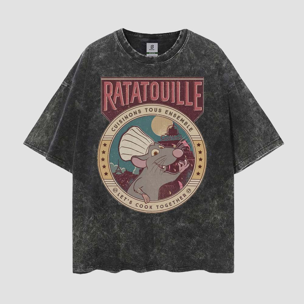 Ratatouille Cuisinons Tous Ensemble Vintage Style Oversize Washed Tee