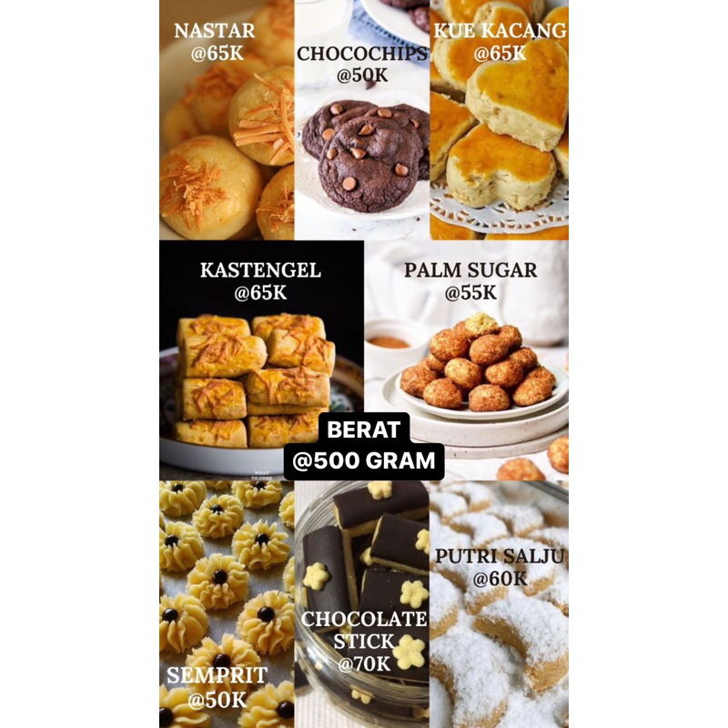 

Kue Kering lebaran/ kue kering natal/ nastar/ kastangel/ semprit/ 250 GRAM
