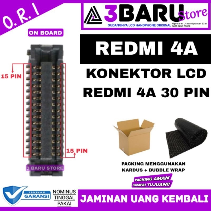 KONEKTOR LCD REDMI 4A ORIGINAL COPOTAN BERGARANSI konektor lcd handphone redmi 4a ori copotan