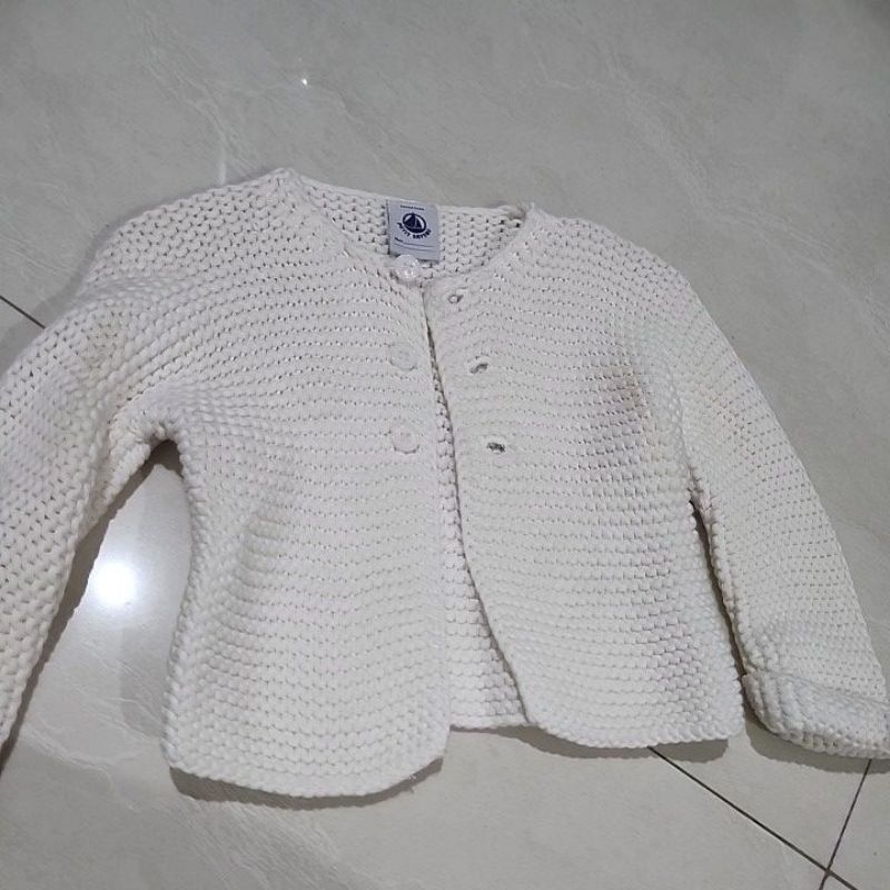 Petit Bateau Baby White Cardi Preloved