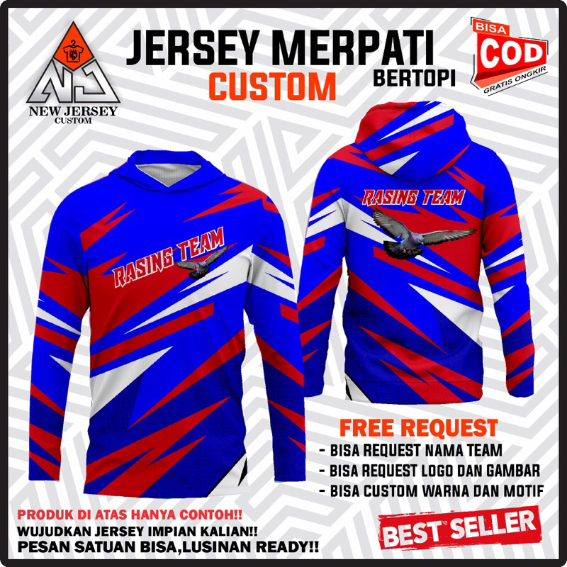 Hoodie Baju Jersey Merpati Balap Bertopi Free Design