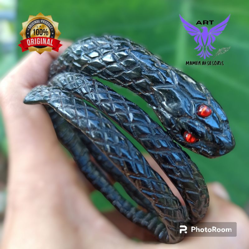 gelang akar bahar hitam lilit3 ukir ular
