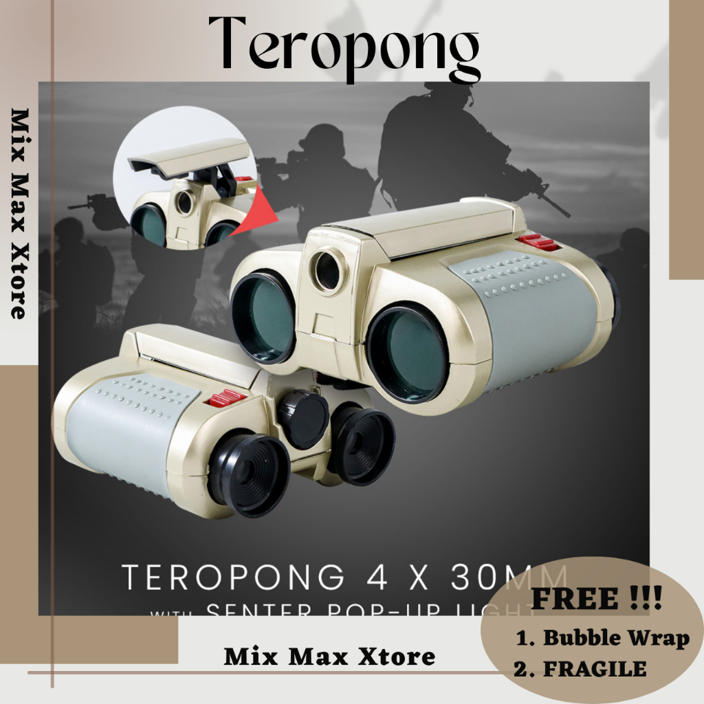 Scope Teropong Binoculars dengan Senter Pop-Up Light 4 x 30mm - Golden