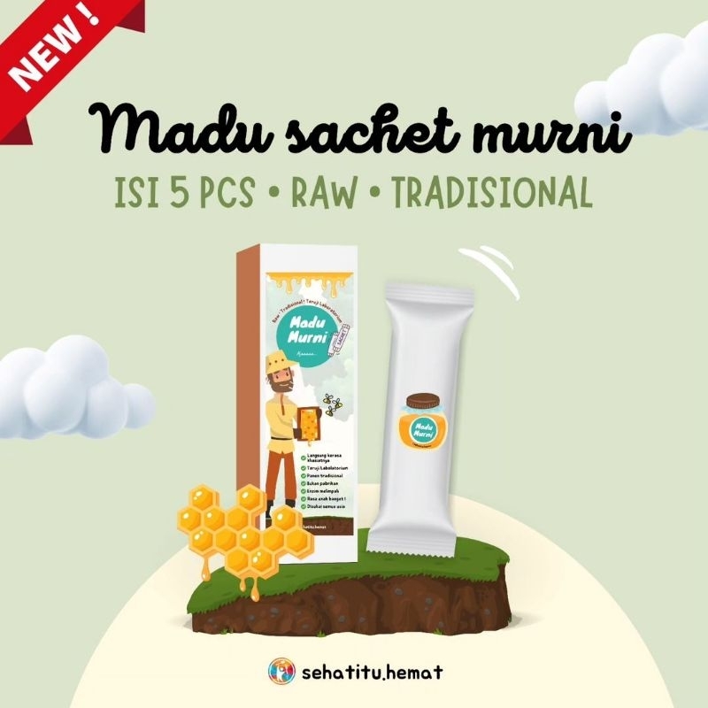 

Madu Sachet Raw Tradisional Teruji Laboratorium Kemasan Travelling bisa dibawa umroh dan haji