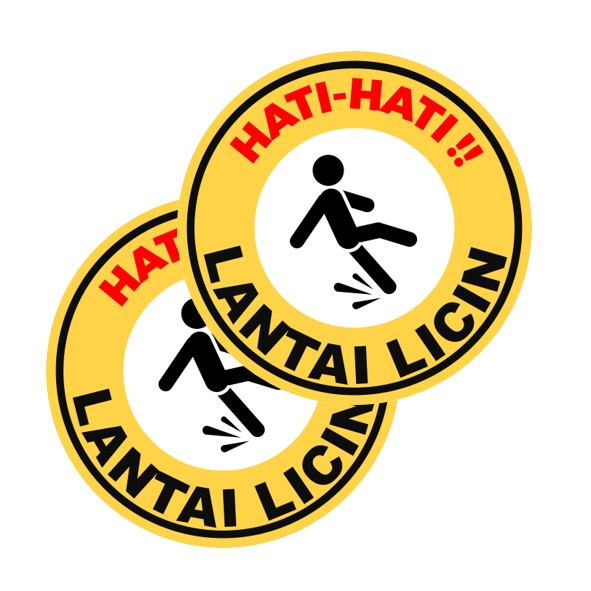 Stiker Hati-hati Lantai Licin Ukuran Diameter 14cm Warna Kuning