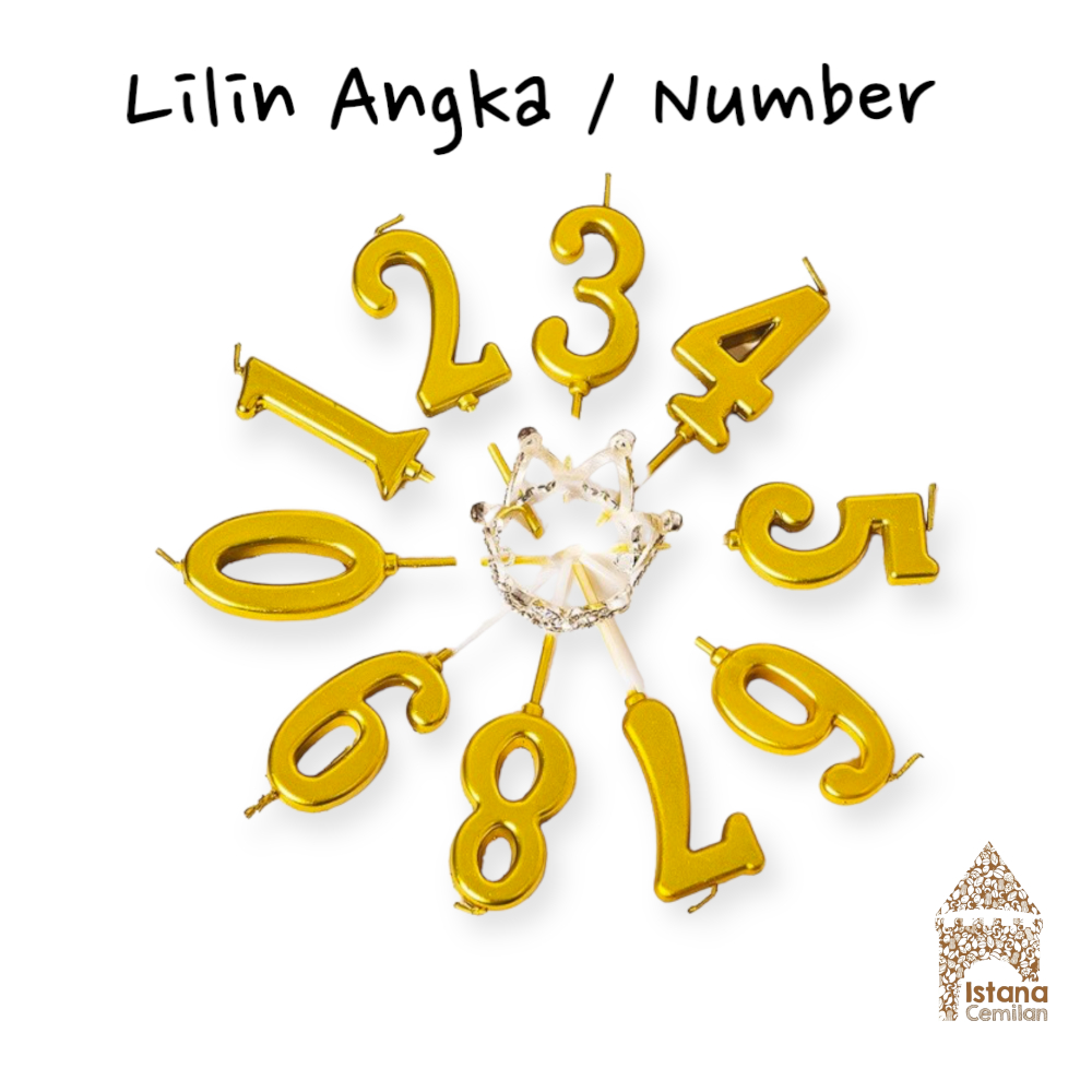 Lilin Angka 0-9 Ulang Tahun Hiasan Kue Birthday Cake Golden Number Candle