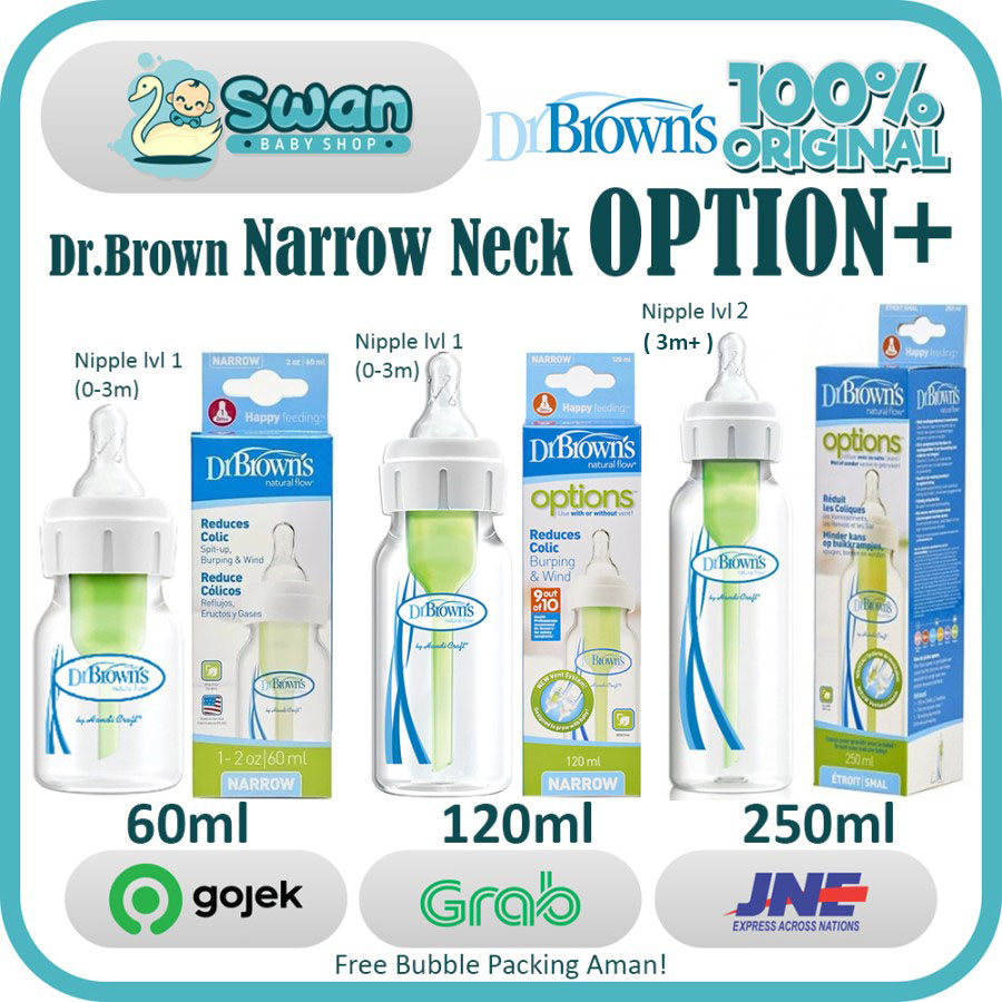 Drbrown Dr Brown's PP Narrow Neck Options+ Botol Susu ( 60ml -- 120ml -- 250ml)