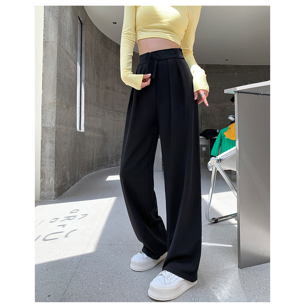 celana kulot wanita panjang velcro korean style import  premium highwaist loose straight pants