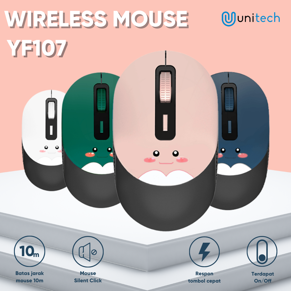Wireless Mouse Unitech Karakter YF107 Silent Click 2.4Ghz 1200DPI