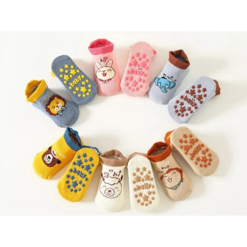 Kaos Kaki Anti Slip 0-1 Tahun Garis Bayi Anak High Quality List Animal Lucu CBKS VC