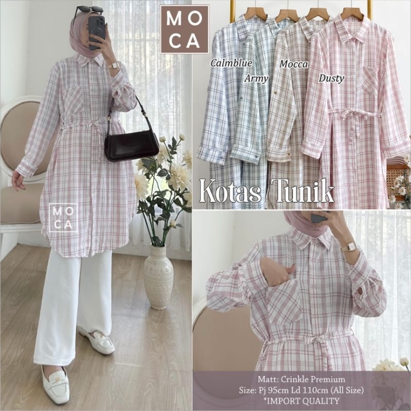Moca Berlabel Kotas Sikua Tacia Davo Tunik Kotak Full Kancing Atasan Menyusui Motif Import Premium P