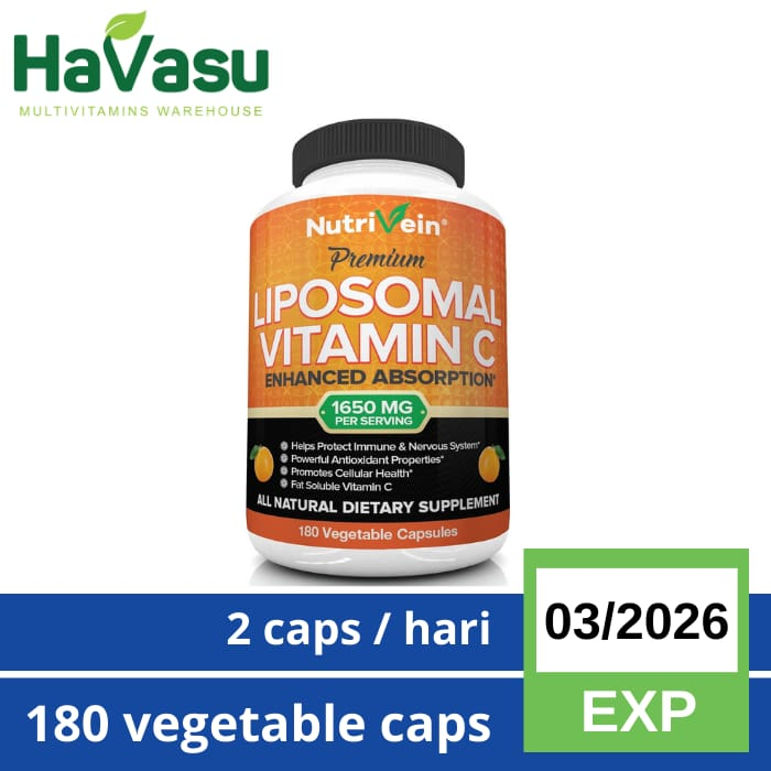 Nutrivein Vitamin C Liposomal 1600mg - 180 Caps High Absorption