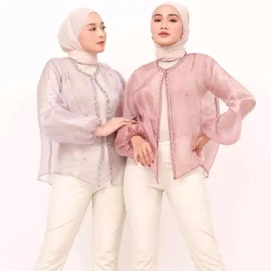Outer Outfit Cardigan Organza Payet Panjang Premium Buat Kondangan Lebaran