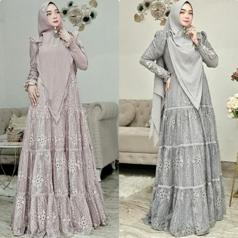 gamis delia set faesta syari
