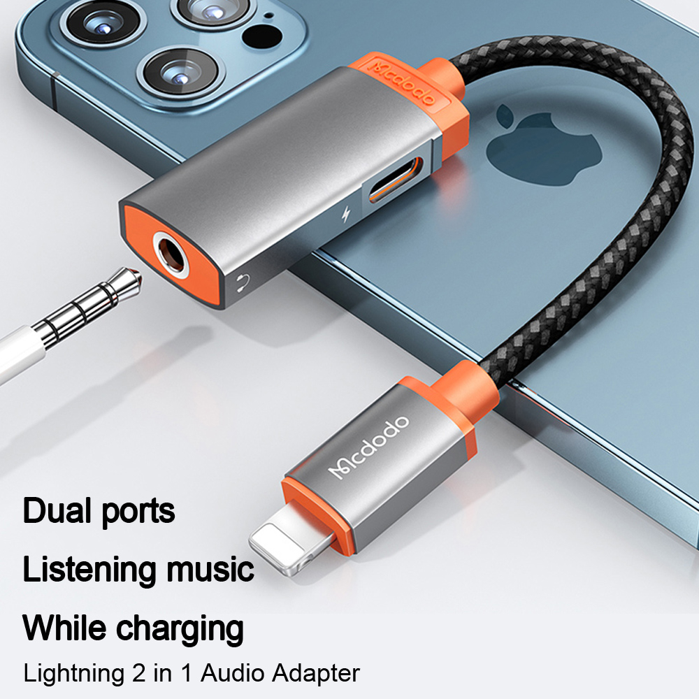 MCDODO Audio Converter Splitter Iphone To Jack 3.5mm Charging + Audio